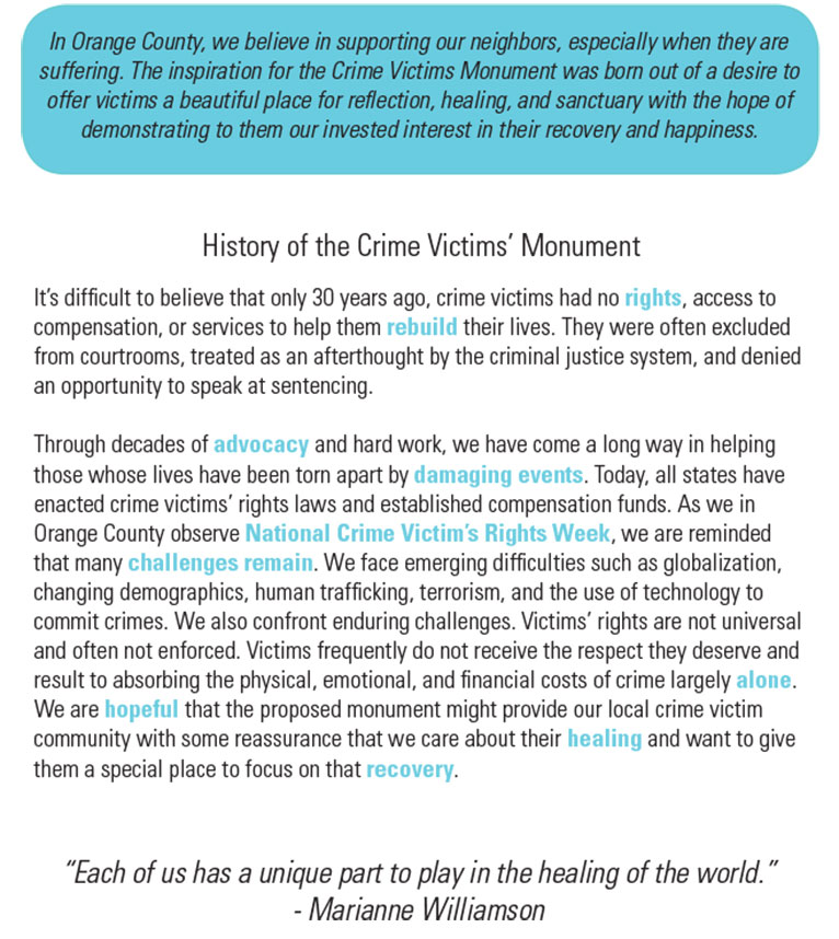 history of the crime victims monument